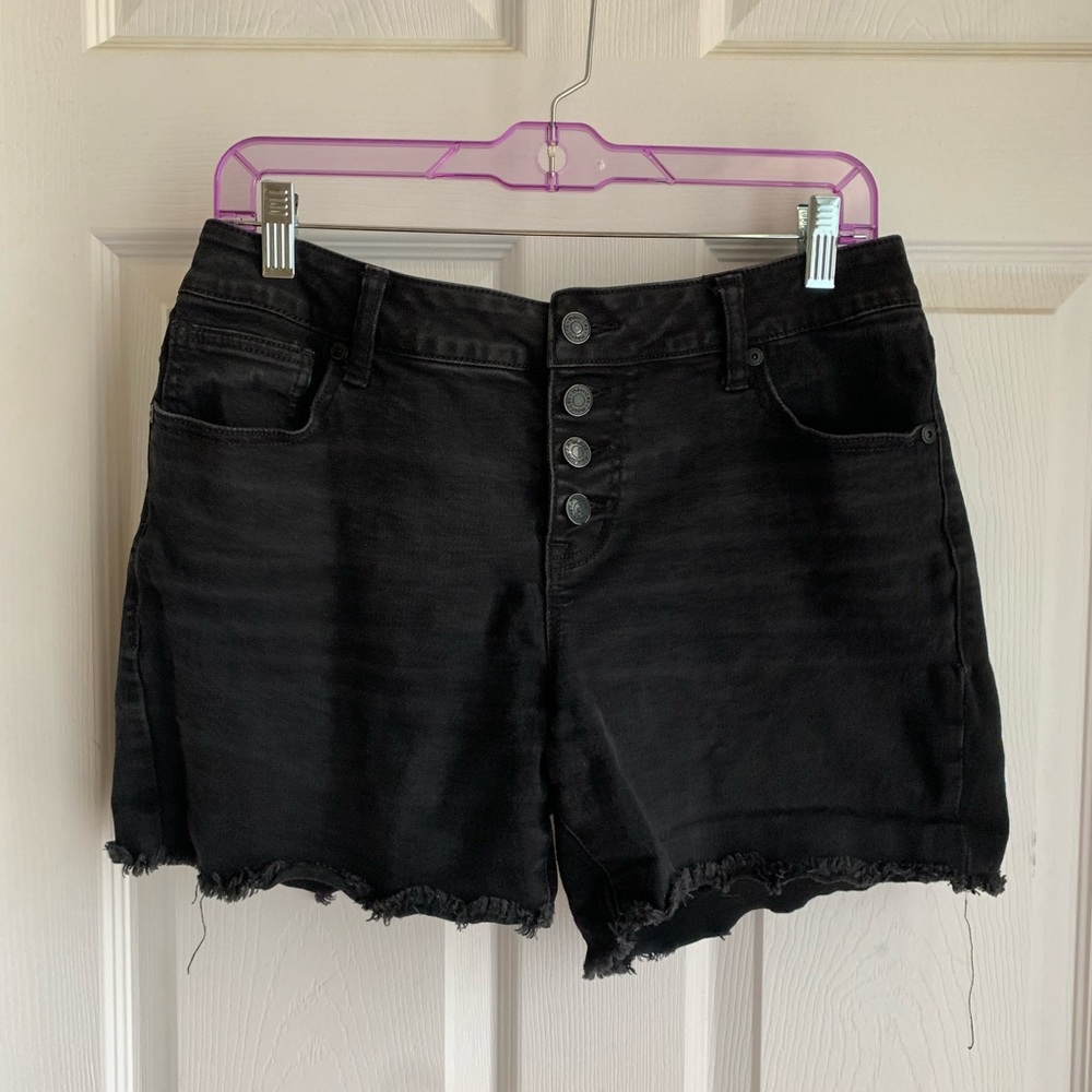 Maurices black high waisted denim shorts